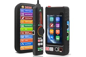 Henkion Professional RJ45 Network Cable Tester 4 Inch IPS Screen, Rechargeable Ethernet Tester, Network Tools, POE++ Detectio