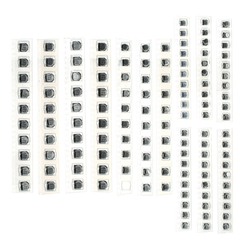 DollaTek 130pcs/Set 13 Values SMD Aluminum Electrolytic Capacitor Assorted Kit 1uF-220uF