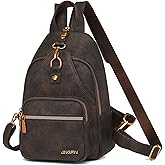 O-TBOST Convertible Sling Bag for Women Fashion Backpack Purse Faux Leather Crossbody Bag Travel Casual Daypack (Coffee)