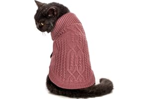 JNANCUN Stretchy Cat Sweater - 17 Colors & 6 Sizes | Snug Winter-Ready Knit for Boy/Girl Cats & Kittens(Maple Leaf Red, Medium)