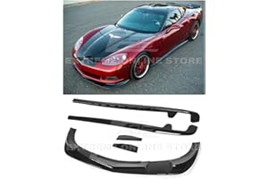 Replacement for 2005-2013 Chevrolet Corvette C6 Base Models | ZR1 Extended Style Front Bumper Lip Splitter & Side Skirts Rock