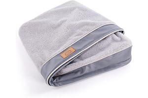 Sunheir Dog Bed Covers Soft Plush Replacement Washable, Large Waterproof Dog Bed Cover with Zipper, Pet Bed Cover 35x22x3 Inches, Gray, Cover Only