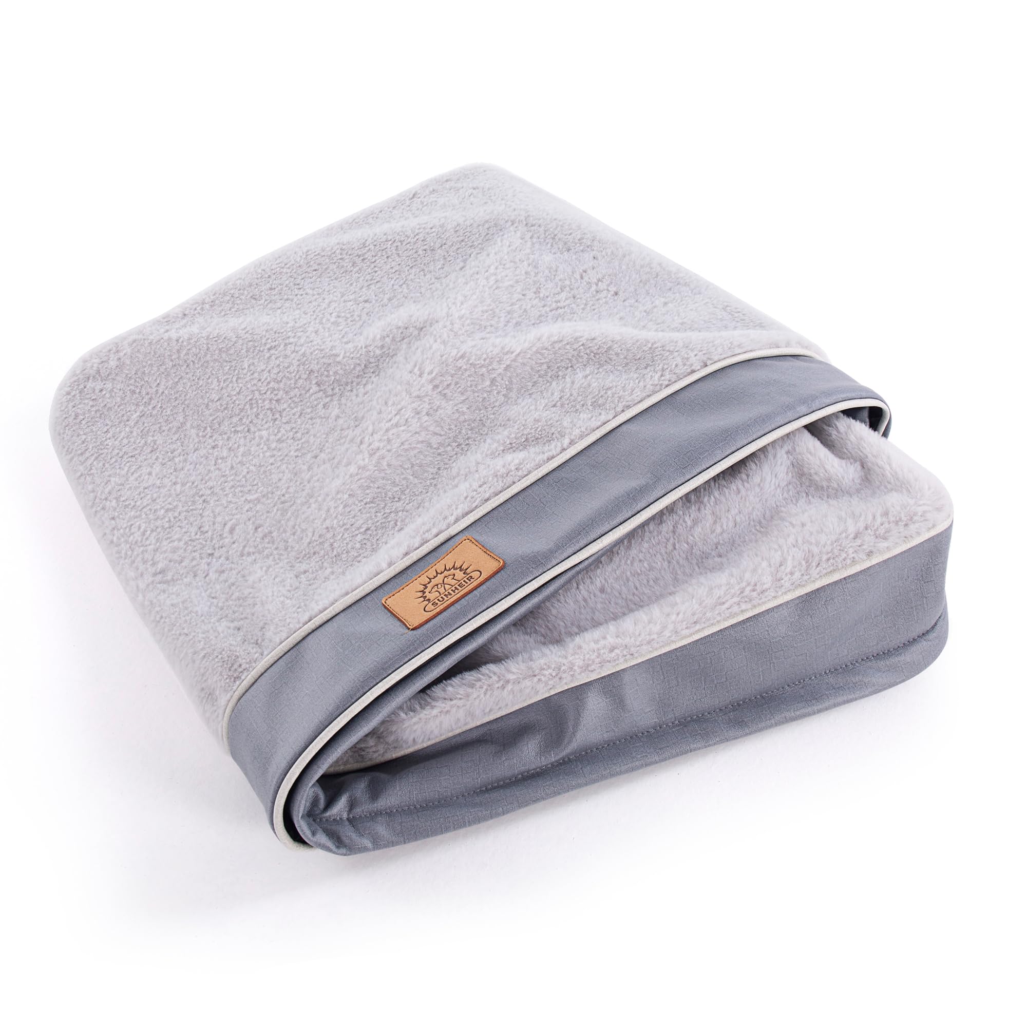 Photo 1 of Sunheir Dog Bed Covers Soft Plush Replacement Washable, Large Waterproof Dog Bed Cover with Zipper, Pet Bed Cover 36x27x3 Inches, Gray, Cover Only