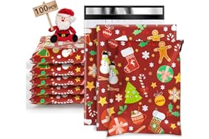 Oududianzi Christmas Poly Mailers 6x9, 100PCS Plastic Shipping Bags, Mailers Poly Bags for Shipping, Self-Seal Mailing Bags, Holiday Polymailers Packaging Bags for Small Business and Retail Stores