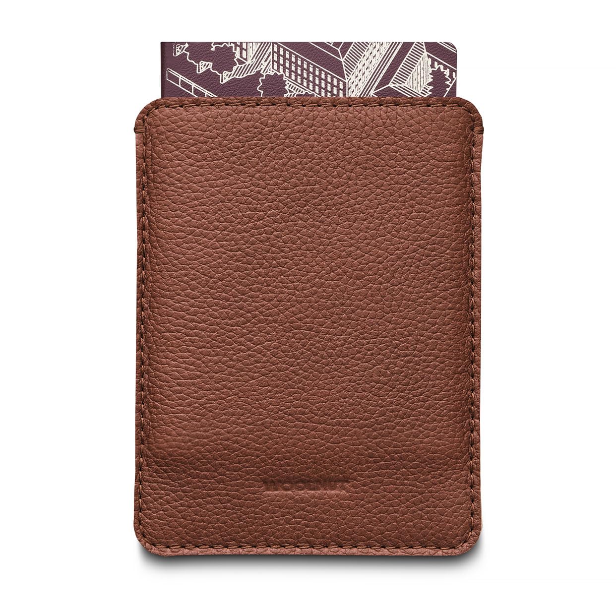 Woolnut Full-Grain Leather Sleeve, Case, Cover for Passport - Cognac