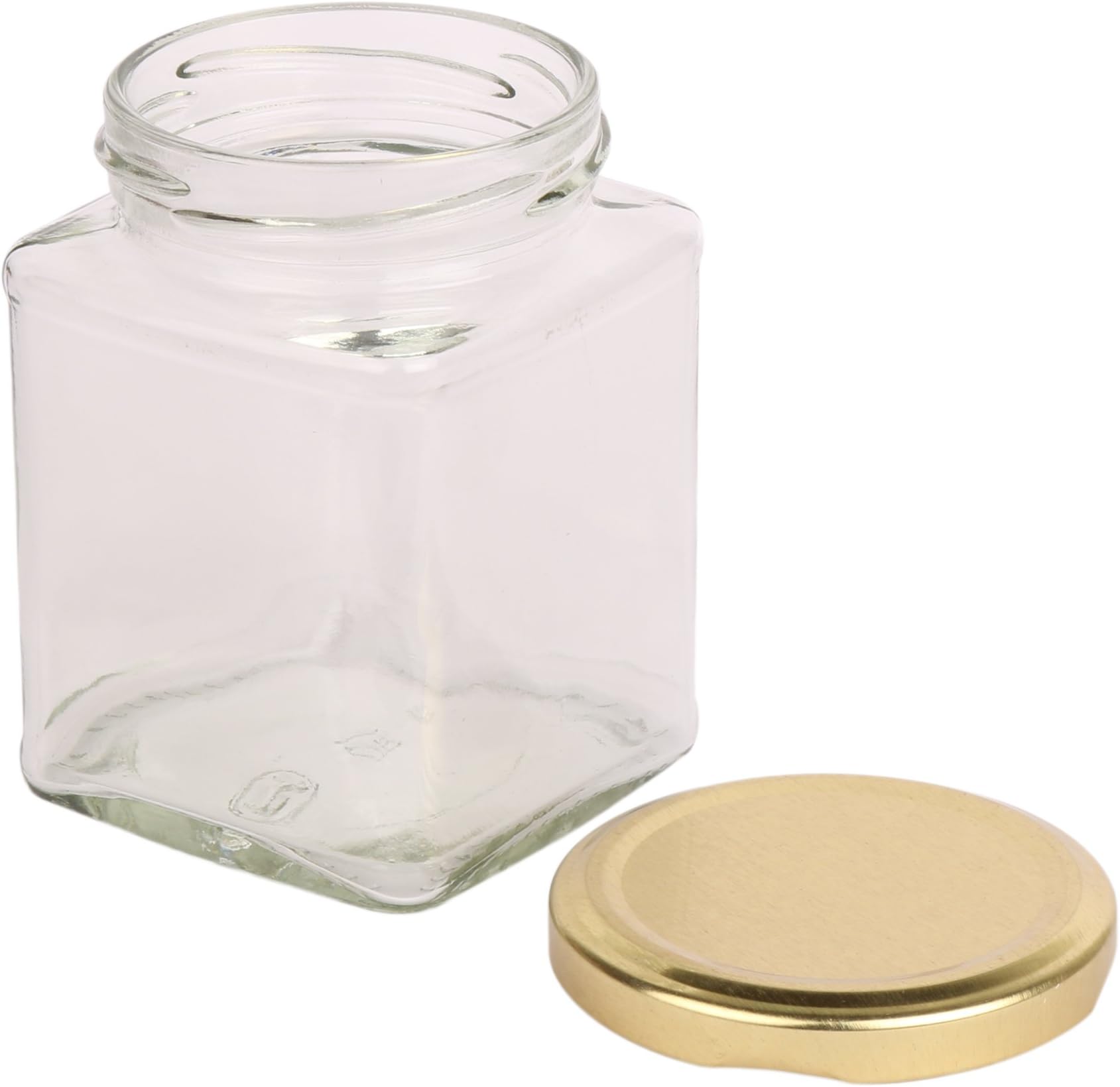 Pure Source India 150 g Capacity Glass Jar with Gold Colour Rust Proof Air Tight Cap for Home,