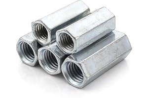 SDY 5 Pcs M12 x 1.75 x 50mm Long Rod Coupling Hex Nut Connector Zinc Plated Joint Nut Industrial Construction Fasteners