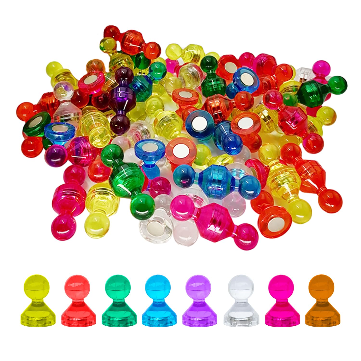 80PCS Colored Magnetic Push Pins, Mini Push Pins for Kids, Board Magnets for Early Education, Fixed Magnets for Fridge Marking, Office Magnet Push Pins (Eight Colors)