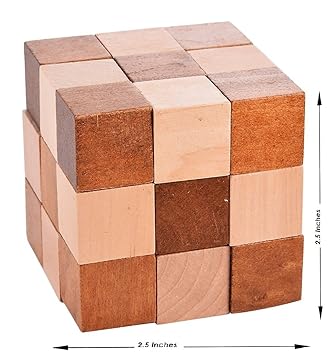 Kartique Handmade Wooden Complex Snake Cube Puzzle Game | Brain Teaser 3X3 |