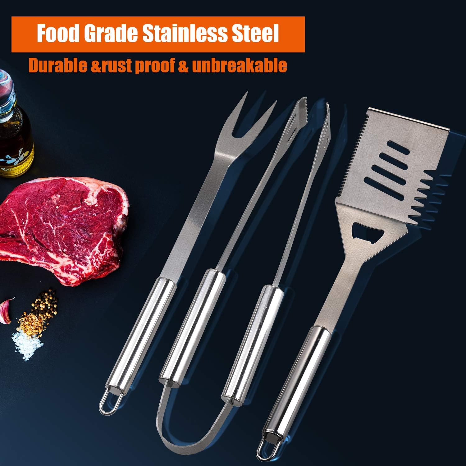 Anpro Grill Accessories BBQ Set Tools, 31 PCS Stainless Steel Grilling Kit with Grill Mats and Meat Inject, Barbecue Utensils Set with Case for Dad, Men, Women : Garden & Outdoor