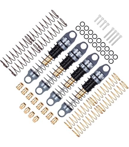 INJORA Amortiguadores De Aluminio CNC De 23mm Para Axial SCX24 1/24 – Cuerpos Roscados, Muelles Blandos Y Duros (Aceite No Incluido)