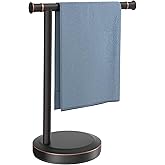 Hoimpro 13" Oil Rubbed Bronze Stand Hand Towel Holder Bathroom Kitchen Countertop Towel Rack Towel Bar Ring Free Standing Counter T Bath Accessories Freestanding Vanity Sink Hardware Stainless Steel