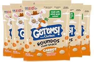 Get'ems! from Gerber, Snacks for Kids, Carrot Ranch Roundos Puffs, Made with Whole Grain Quinoa, Calcium to Support Strong Bones - 5 pack