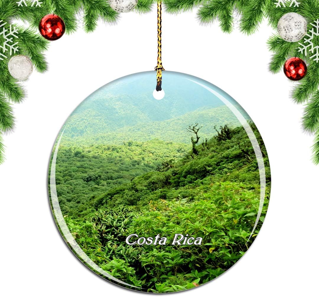 Weekino Costa Rica Monteverde Cloud Forest Reserve Christmas Xmas Tree Ornament Decoration Hanging Pendant Decor City Travel Souvenir Collection Double Sided Porcelain 2.85 Inch