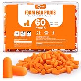 VOISEN 60 Pairs Foam Ear Plugs, Ear Plugs for Sleeping Noise Cancelling | 32dB NRR, 38dB SNR Earplugs for Sleeping, Snoring, Studying, Loud Events, Traveling &amp; Concerts, Orange