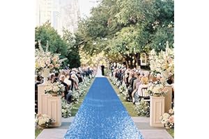 DUOBAO Aisle Runners for Weddings 2FTx15FT Baby Blue Sequin Wedding Ceremony Decorations Outdoor Carpets Ceremonies Decoration Runner Rug for Hallway Floor Party