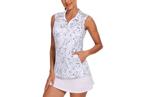 Tanst Sky Women's Sleeveless Golf Shirt Quick Dry Zip Up Workout Tennis Tops with Pockets