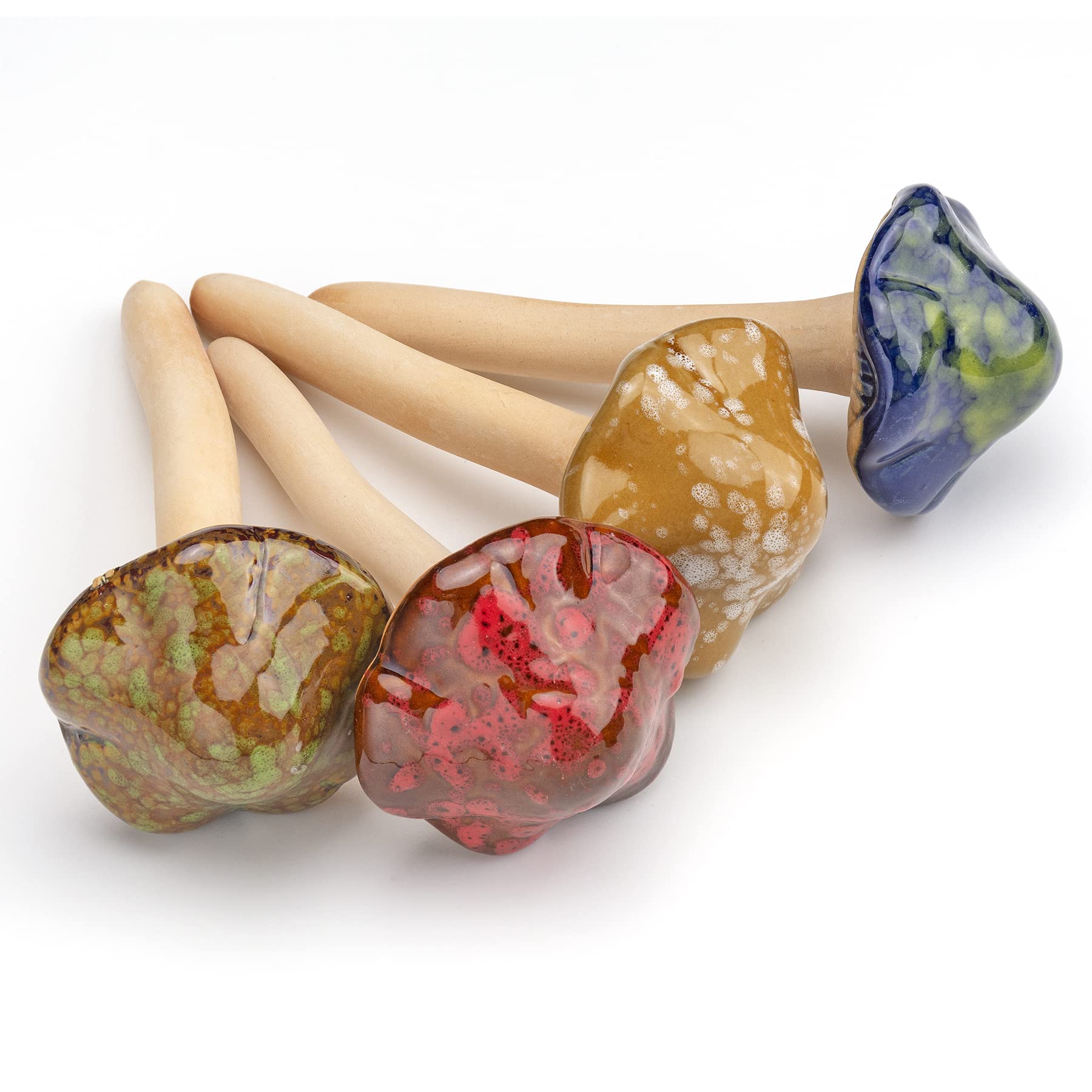 Famgee Ceramic Mushroom Garden Decor Pottery Ornament Figurine for Yard, Fairy Decorations Lawn Ornament Decor, Patio, Flowerpots Outdoor Statues 5" in Height 4pcs (Random Color)