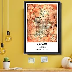 Macomb Map Poster, Illinois Map Art Poster, Map