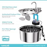 tomxcute Cat Water Fountain 3.2L Stainless Steel with Filter Upgraded Pump view 2