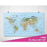 World Surfing Wall Map - Hand Drawn Poster of Surf Sites Around the World