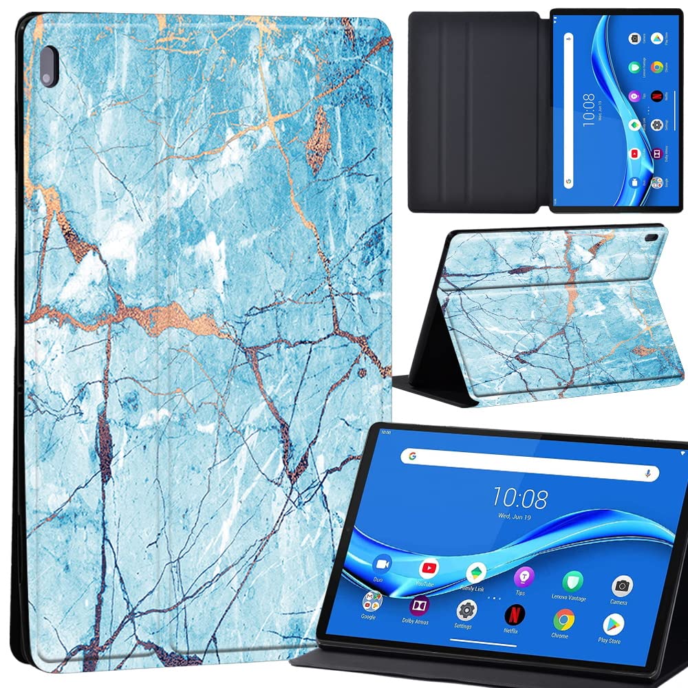 Case For Lenovo Tab M10 FHD Plus 10.3 inch (TB-X606X TB-X606F) Leather Case with Auto Wake-up, Flip Case for Lenovo Tab M10 FHD Plus Cover (light blue marble)
