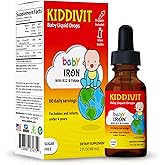Kiddivit Baby Iron Liquid Drops with Vitamin B12 & Folate – Gentle Iron Support Supplement – 60 Daily Servings, Inulin Fortified Prebiotic Fiber – Sugar Free, Gluten Free, Vegetarian, 2oz