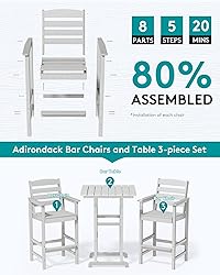 SERWALL Tall Adirondack Bar Chairs and Table 3