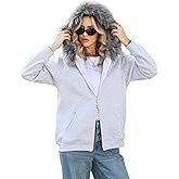 Wyeysyt Women's Y2k Hoodie Jacket Faux Fur Zip Up 2000s Clothing Emo Grunge Coat 90S Hood Vintage Teen Sweatshirts