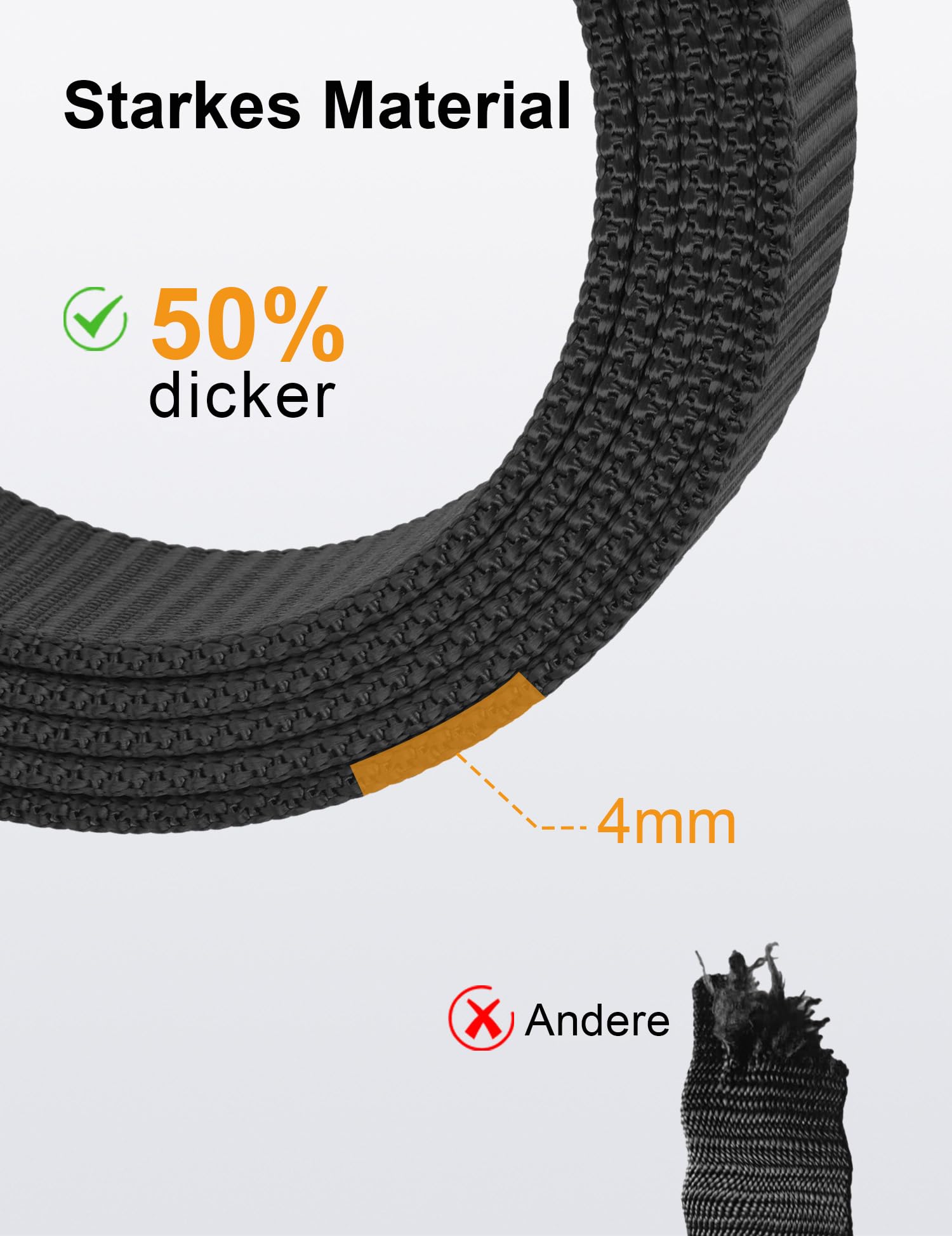 JUKMO Automatik Gürtel Herren, Nylon 3,8cm Ratsche Gürtel (Schwarz, M-für Taille 91cm-105cm (Länge 125cm)) 5