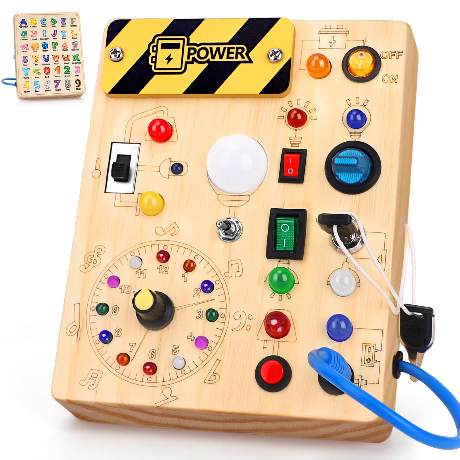 Konijiwa Busy Board - Montessori Toys for 1-3 Years Old Boys & Girls | Sensory Toys for Kids with Autism | Toddlers Learning Activity for Early Development (Busy Board v2)