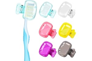 Waenerec 6 Pack Toothbrush Covers Portable Toothbrush Protector Coverings Clips Travel Protector Plastic Brush Pod Protection Clip Case Tooth Brush Covers for Kids Bathroom Home Travel Supplies