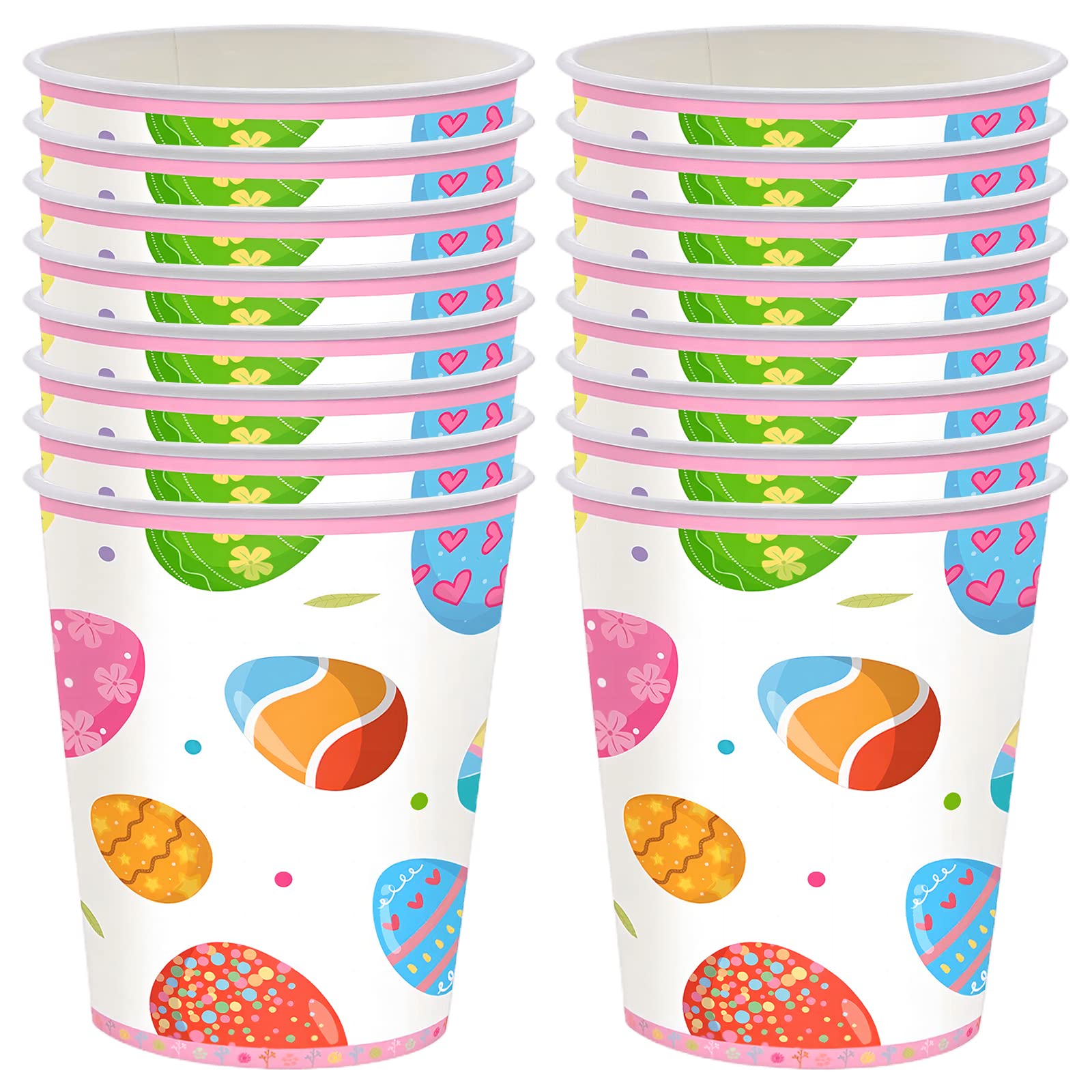 POPOYU Happy Easter Bunny Paper Cups,16Pcs Easter Kids Party Paper Cups Party Tableware Decoration Green Disposable Paper Cups Packs Eggs Rabbit Cups for Easter Kids Adult Party Decorations