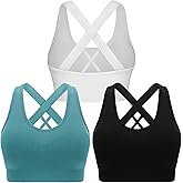 Double Couple Sports Bras for Women Padded High Impact Seamless Criss Cross Back Workout Tops Gym Activewear Bra