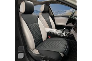BEITK 2 Pack Leather Front Seat Covers, Universal Sideless Car Seat Protectors, Waterproof Automotive Seat Cover for Most Cars Trucks SUV(Black)