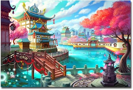 Lotuslife Imprime Sur Toile Peintures Anime Fantasy Paysage Peinture A L Huile Des Illustrations Pour Decoration De Chambre D Enfant Toile 12x8inch Amazon Fr Cuisine Maison
