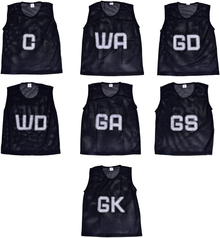 Kosma Pack of 7 Netball Bibs All Positions Mesh Bibs Sports Training