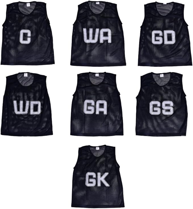 Kosma Pack of 7 Netball Bibs All Positions Mesh Bibs Sports Training