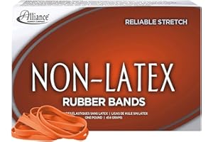 Alliance Rubber 37646#64 Non-Latex Rubber Bands, 1 lb Box Contains Approx. 380 Bands (3 1/2" x 1/4", Orange)