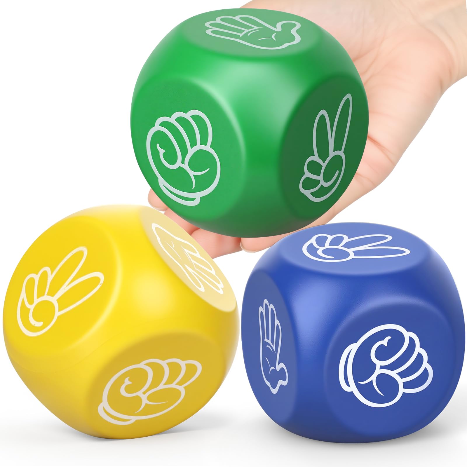 3 Pcs Foam Squeeze Dice Cube for Kids Adults Toddlers, Portable Soft Slow PU Ball with 6 Sided for Finger-guessing game, Perfect Prize Gift for Birthday — image 1