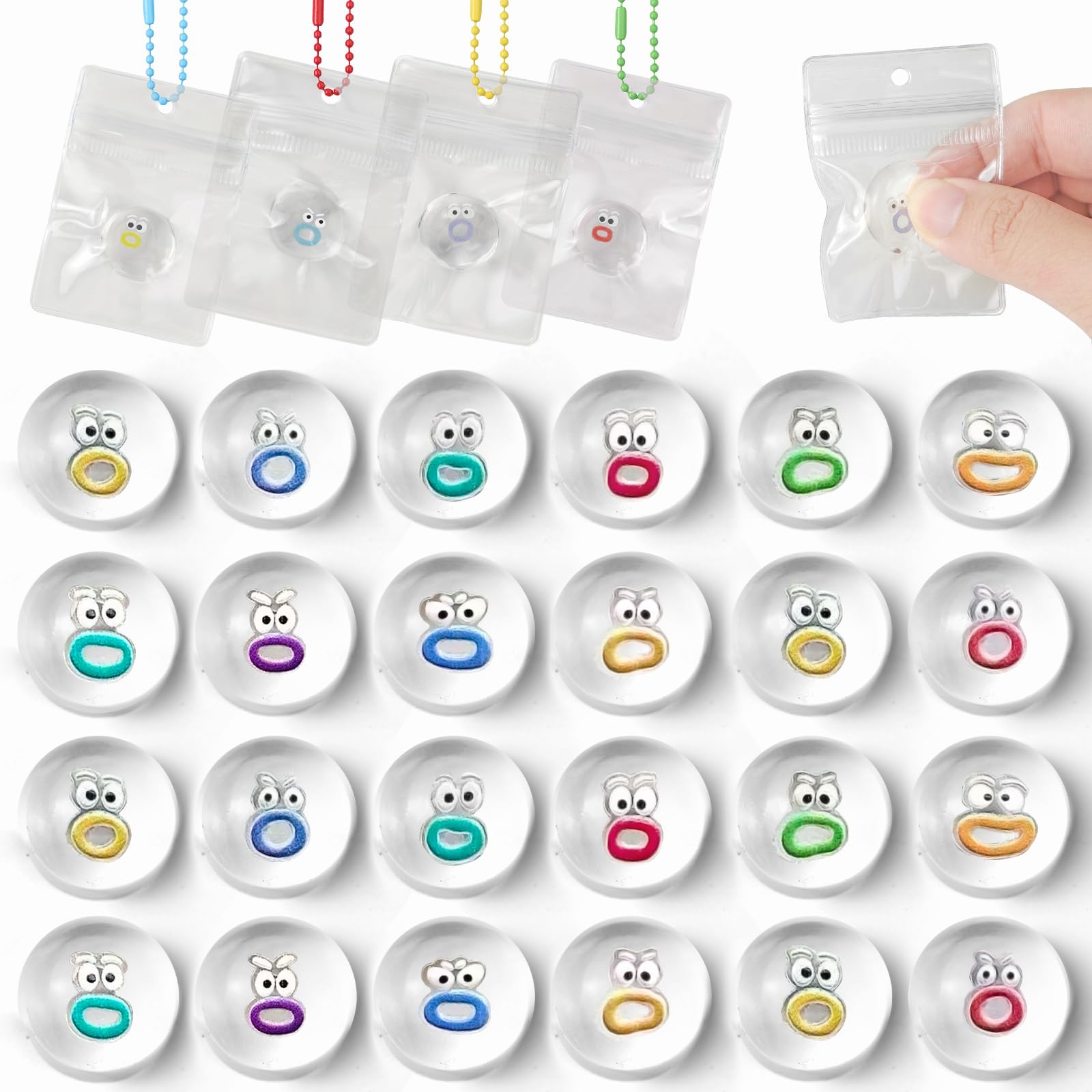 Photo 1 of Gytera 24 Packs Mini Squishies Expression Fidget Toys with 24 Keychains Teacher Supplies, Sticky Cute Mini Classroom Must Haves, Fidgets Party Favors Classroom Prizes