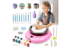 YESMRO Mini Pottery Wheel for Kids Beginners, 6in 60W Ceramic Wheel Forming Machine,Adjustable 0-200RPM Speed, ABS Detachable Basin Pottery, 2 Lb Air Dry Clay, 18PCS Clay Tools for DIY Ceramic Art Craft