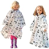 Kids Rain Poncho with Hood (4 Pack) - Waterproof Disposable Rain Ponchos for Kids - Emergency Survival Kit - Camping Hiking Travel and Theme Parks – Cute and Fun Animal Print for Boys or Girls