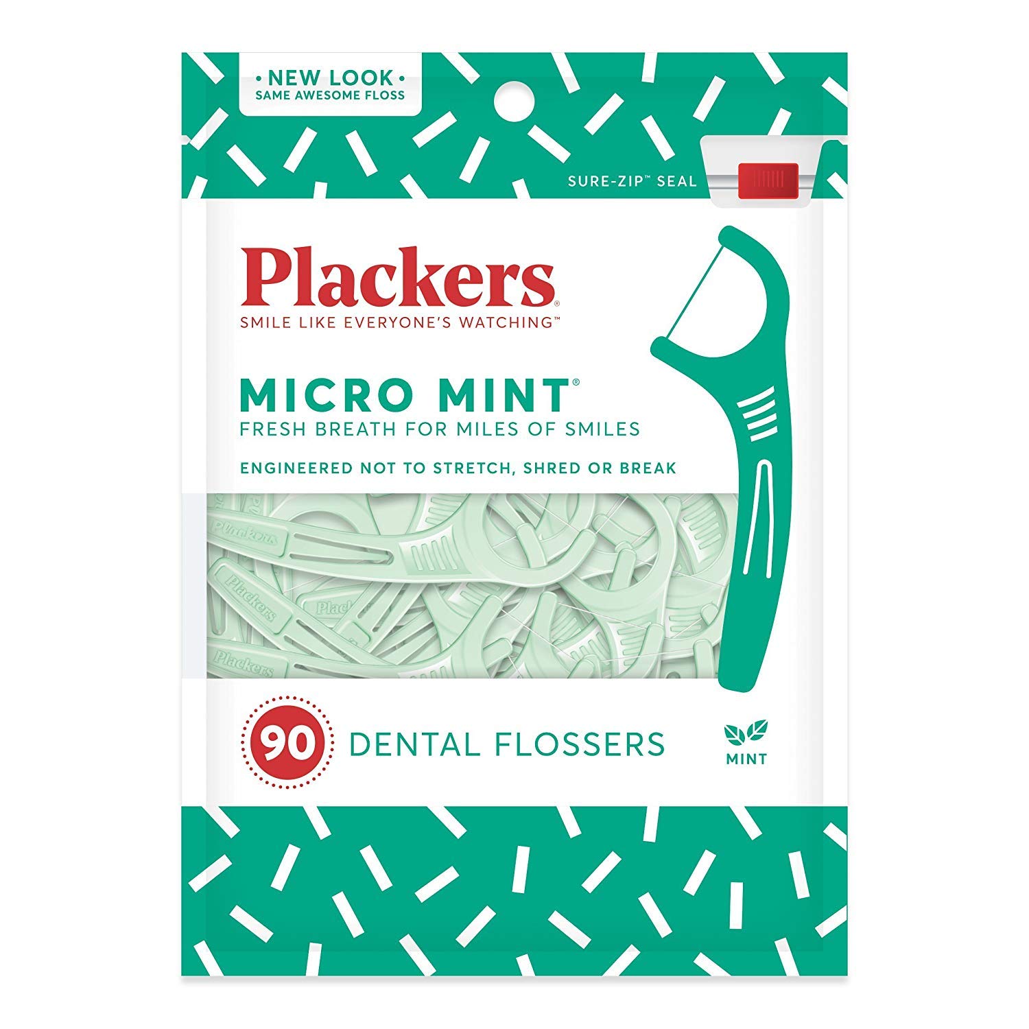 Plackers Micro Mint Dental Floss Picks, 90 Count, Pack of 3: Beauty