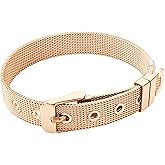 555Jewelry Stainless Steel Adjustable Belt Buckle Mesh Bangle Bracelet for Women