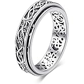 YAFEINI Fidget Ring Sterling Silver Spinner Ring for Women Celtic Knot/Sunflower/Daisy/Heart/Tree of Life Spinning Ring Fidget Jewelry Gifts for Women Men 6-12