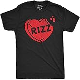 Mens Funny T Shirts Rizz Candy Heart Valentines Day Novelty Tee for Men