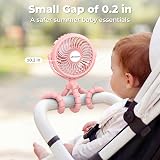 Amacool Pram Fan Battery Operated Stroller Fan 3 Speeds Pink view 2