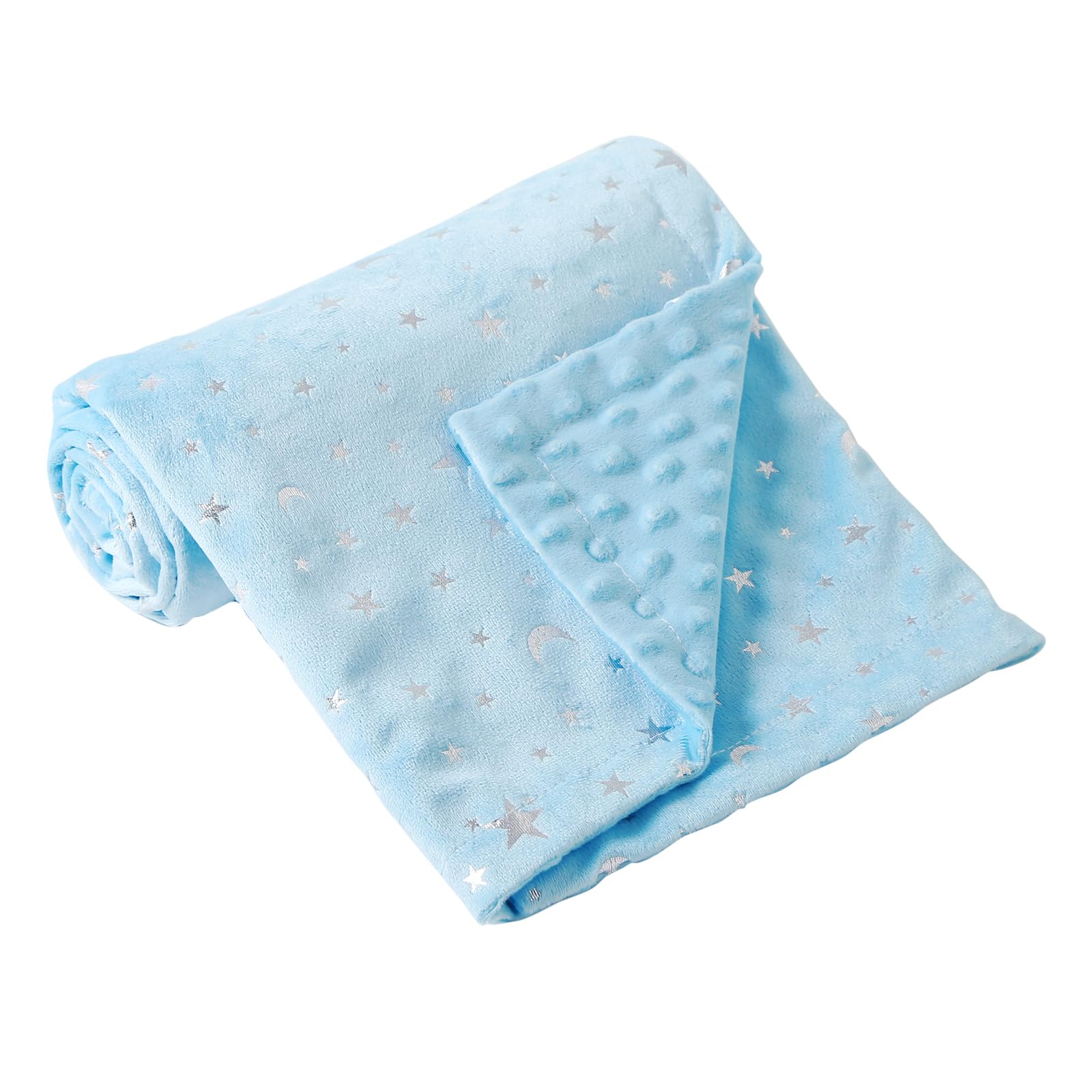 iEvolve Baby Blanket Ultra Soft Double Layer with Dotted Backing Receiving Blankets Toddler Baby Nursery Bed Blankets Shower Gifts(Bluestar,80 * 120cm)