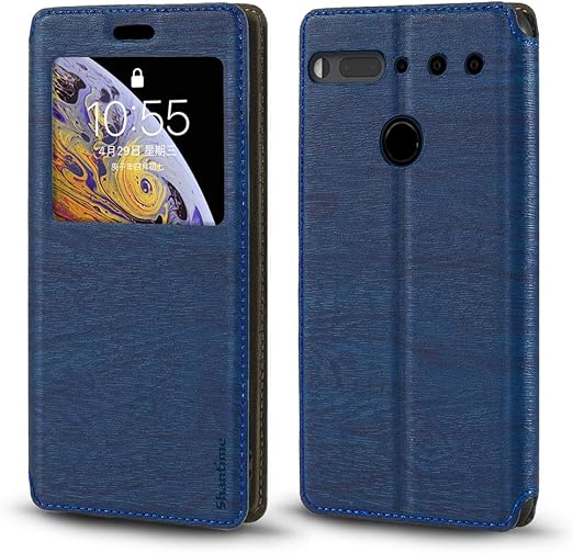 Amazon Com Essential Phone Ph 1 Case Wood Grain Leather Case With Card Holder And Window Magnetic Flip Cover For Essential Phone Ph 1